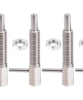 Set of 4 Rugged M6 Stainless Steel Retractable Indexing Plunger Pins with L Shaped Handle and Nuts