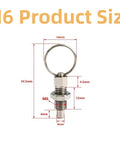 Single M6 stainless steel pull ring indexing plunger with retractable spring loaded mechanism, showing detailed measurements.