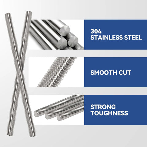 Heavy Duty 12 Piece M6 Fully Threaded Rod Set In 304 Stainless Steel 26mm 1 Inch Long Right Hand Threads With 24 Hex Nuts Rust Proof