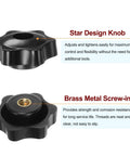 4 Pack Star Knobs With M6 Female Threads 38mm Head Through Hole Plastic Clamping Hand Knobs With Brass Insert Black
