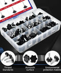 61 Piece M6 Star Knob Screw Kit With Nylon Black Plastic Star Hand Knobs And Steel Tightening Screws in organizer box