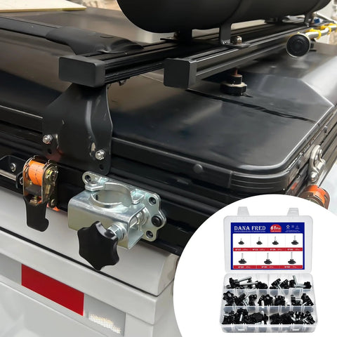 61 Piece M6 Star Knob Screw Kit With Nylon Black Plastic Star Hand Knobs And Steel Tightening Screws, hardware equipment