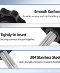 M6 Star Clamping Knob Set With Hex Nuts And Washers, Smooth Plastic Surface, Tightly-in Screw Insert, 304 Stainless Steel, Black Finish