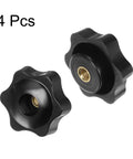 4 Pack Star Knobs With M6 Female Threads 38mm Head Through Hole Plastic Clamping Hand Knobs With Brass Insert