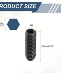 Black high carbon steel M6 thread ball plunger with hex socket, 20mm length, 3mm ball, product size details shown.
