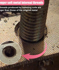 Close-up of installed M6 X 1.0mm Thread Repair Insert Kit showing internal threading process for a durable metal finish.