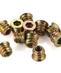 M6 Wood Threaded Inserts Kit 10mm Length Zinc Plated Carbon Steel 50 Pcs With Hex Spanner For Furniture Screws And Wood Joints