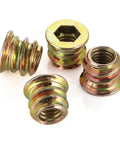 M6 Wood Threaded Inserts Kit 10mm Length Zinc Plated Carbon Steel 50 Pcs With Hex Spanner For Furniture Screws And Wood Joints