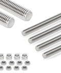 Four Pcs M6 255mm Fully Threaded Stainless Steel Rods With Nuts Right Hand Threads 304 Grade Rust Resistant 10 Inch Long High Strength