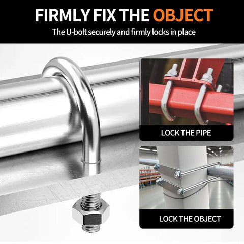 Experience secure, corrosion-resistant mounting for trailers and boats with this 4-set M6 U-bolts kit, including frame plates