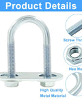 Image of 4 Sets M6 U Bolts Three Quarter Inch Wide Round U Bolts With Frame Plates Nuts And Washers Zinc Plated Steel U Clamp