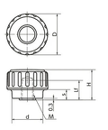 Technical diagram of ✝️ M6 25mm White Dimple Knob Nut Stainless Steel Thread