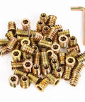 M6 Wood Threaded Inserts Kit 10mm Length Zinc Plated Carbon Steel 50 Pcs With Hex Spanner For Furniture Screws And Wood Joints Heavy Duty