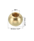 M6x1 Brass Ball Finial Thread Cap Nut 12mm Diameter for Lighting and DIY Projects
