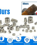 10 Pack Stainless Steel Self Tapping Thread Inserts With Female M6x1.0mm And Male M8x1.25mm Threads, 10mm Long, comparison image