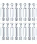 20 Pcs M6 x 10mm Furniture Connecting Fittings For Cabinets Drawers And Wardrobes Metal Dowel Screws Bolts Silver displayed in rows