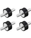High quality rubber mounts offer reliable vibration isolation, M6x18mm threads, compact D20mm by H10mm design, four piece set.