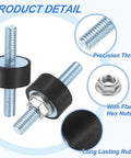 Built Tough M6 X 18mm Rubber Mounts With 10 X 20mm Cylindrical Anti Vibration Isolators, 45mm Overall Length, Double Studs With Nuts