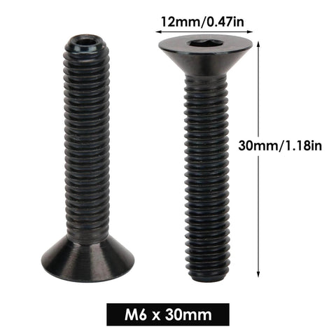M6 x 30mm black titanium alloy flat head bike stem bolt screw