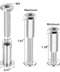 Stainless steel hex bolt dimensions from 1.38 to 1.81 inches, part of 100 Piece M6x30mm Hexagon Nuts And Bolts Assortment Kit.