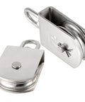 2 Pack M75 Lifting Single Pulley Roller, 304 Stainless Steel Heavy Duty Single Wheel Swivel Lifting Fixed Pulley Block for Rope and Rigging, Loading Capacity 1700 lbs, Silver