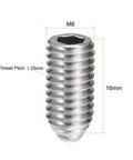 Ball Point Set Screws M8 X 16mm 304 Stainless Steel Corrosion Resistant Hex Socket Ball Plunger side view
