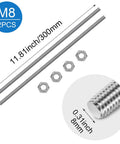 Two Pack M8 X 300mm Fully Threaded Stainless Steel Rods 304 Grade Cuttable Right Hand Threads Ideal For Anchor Bolts Clamps