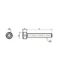 Technical diagram of ✝️ SNSS-M8-45-FT NBK Hex Socket Head Cap Screws - Full Thread, detailing dimensions and structural design.
