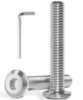 M8 X 1.25 X 60 Mm Flat Head Hex Socket Cap Screws Set with hex spanner, 304 Stainless Steel 18-8 Full Thread for machinery and furniture.