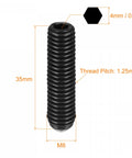 Ball Point Set Screws M8 X 35mm High Carbon Steel, side view showing hex socket and dimensions, precision locking, compact installation.