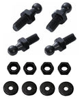 10mm Ball Studs M8 Ball Screws For Gas Struts Lift Supports, zinc plated steel, black finish, pack of 4 with nuts and washers visible