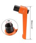 Set of 3 M8 Adjustable Clamping Lever Push Button Ratchet Handles with Female Threaded Studs, orange, close-up view with dimensions