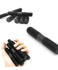 M8 Double Headed Screw Rods 50mm to 220mm High Strength Steel Studs in black finish, showing multiple rods and handheld display