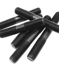 Black M8 Double Headed Screw Rods 50mm to 220mm High Strength Steel Studs in a pile
