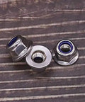 M8 X 1.25mm Nylon Insert Flange Hex Lock Nuts Pack Of 10, 304 Stainless Steel 18-8 Bright Finish, Blue Nylon Lock Nuts