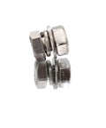 M8 20mm Hex Bolts and Nuts Kit 304 Stainless Steel 10 Pack With Flat Washers and Spring Lock Washers, side view