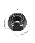 Locking Hex Nuts M8 x 1.25mm Nylon Insert Self Locking Carbon Steel Zinc Plated For Auto Machinery And DIY Projects 20 Pieces Black Finish High Strength Corrosion Resistant Anti Loosening Design