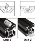 Installation steps for 24 Pack Roll In Spring Loaded M8 T Nuts For 4040 Aluminum Extrusion. Step-by-step guide for European 40 Series.