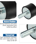 Close-up of eight 8-piece M8 rubber anti-vibration isolator mounts showing natural rubber and threaded metal stud end.