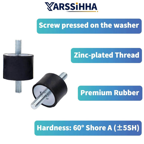 4 Pack M8 Anti Vibration Rubber Isolator Mounts 30x20mm Rubber Studs Cylindrical Vibration Absorbers for Diesel Engines
