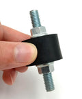 M8 Rubber Mounts Anti Vibration Isolators 30x20mm Cylindrical Vibration Isolation Mounts, close-up view with lock nuts