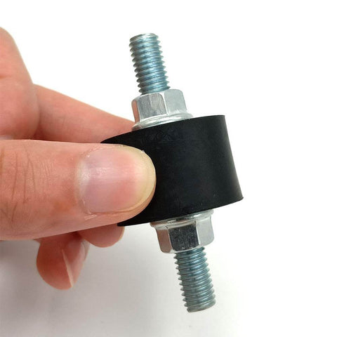 M8 Rubber Mounts Anti Vibration Isolators 30x20mm Cylindrical Vibration Isolation Mounts, close-up view with lock nuts