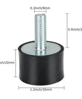Eight 8-piece M8 rubber anti-vibration isolator mounts reduce equipment vibration and noise, shown with dimensions