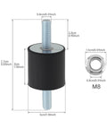 Cut vibration and noise from air compressors, pumps, motors, and generators with a durable 4 pack M8 rubber isolator mounts, 30x30mm