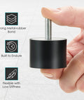 Close-up of a person holding one 4 Pack M8 Rubber Isolator Mounts 40x30mm Anti Vibration Shock Absorbers With Studs And Nuts.