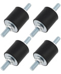 4 pack M8 rubber isolator mounts, 30x30mm, with double-ended studs to cut vibration and noise from air compressors, pumps, motors, generators