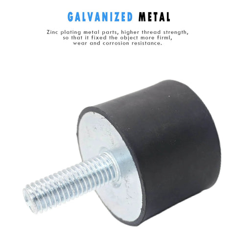 Close-up of galvanized metal threaded M8 rubber motor mount from Beefed Up Heavy Duty M8 Rubber Motor Mounts With Lock Nuts Anti Vibration Isolators