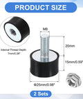 Absorb shocks and reduce vibration with 24x15mm M8 rubber mounts, 2-pack anti vibration isolator set, product size and dimensions