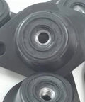 Dampen vibration and noise with this four piece M8 rubber in turret mounts set, featuring natural rubber and steel base.