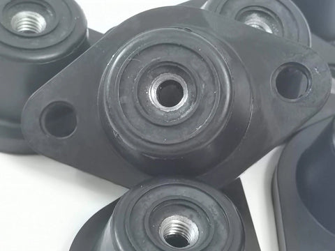 Dampen vibration and noise with this four piece M8 rubber in turret mounts set, featuring natural rubber and steel base.
